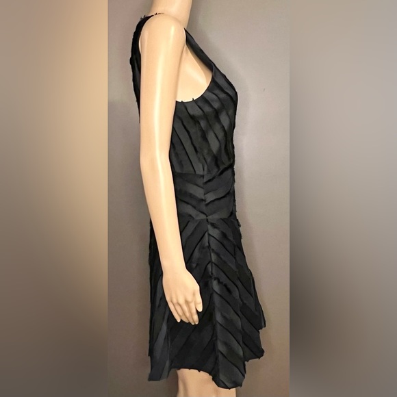 REBECCA TAYLOR Eyelash Stripe Short Black Dress Size 2 - Picture 5 of 9